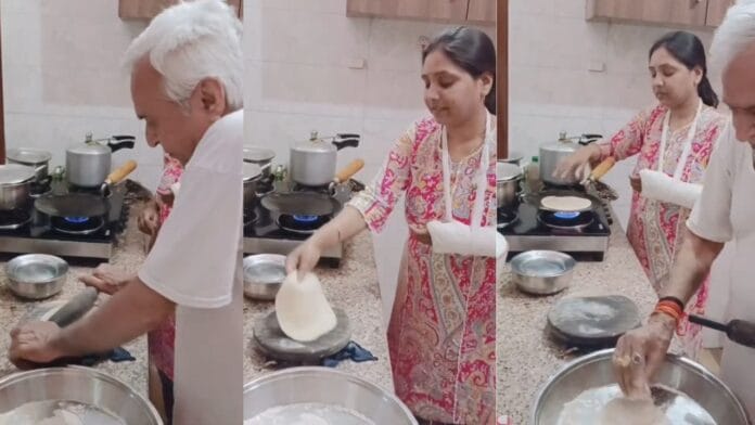 ससुर ने निभाया पिता का फर्ज, बहू का हाथ टूटा तो किचन में बेलने लगे रोटियां