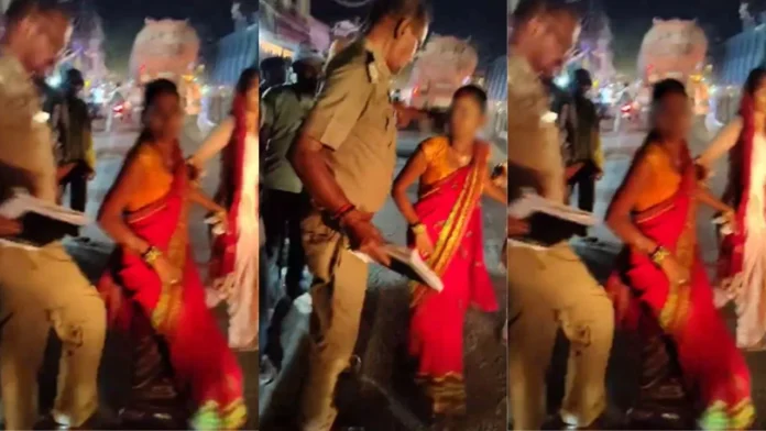 हमीरपुर में दरोगा की गुंडागर्दी, महिला को सड़क पर लात मारी, वीडियो वायरल