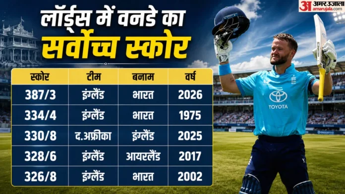 इंग्लैंड का भारत के खिलाफ लॉर्ड्स में सबसे बड़ा वनडे स्कोर, डकेट ने जड़ा शतक